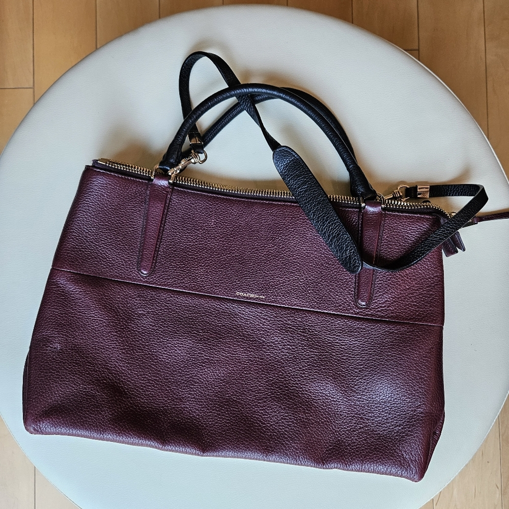 Coach Burgundy Leather Tote Bag